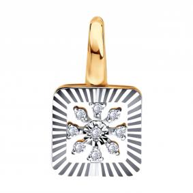 Золотая подвеска Diamant 51-230-01281-1 с бриллиантом 51-230-01281-1 фото