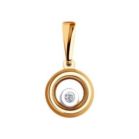 Золотая подвеска Diamant 51-230-01539-1 с бриллиантом 51-230-01539-1 фото