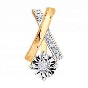 Подвеска из комбинированного золота Diamant 51-230-01837-1 с бриллиантом 51-230-01837-1 фото