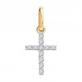 Золотая подвеска Diamant 51-230-02047-1 с бриллиантом 51-230-02047-1 фото