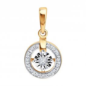 Золотая подвеска Diamant 51-230-02216-1 с бриллиантом 51-230-02216-1 фото