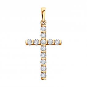 Золотая подвеска Diamant 51-230-02513-1 с рубином и бриллиантом выращенным 51-230-02513-1 фото