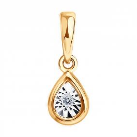 Золотая подвеска Diamant 51-230-02955-1 с бриллиантом 51-230-02955-1 фото