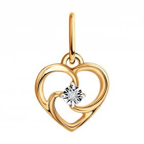 Золотая подвеска Diamant 51-230-03136-1 с бриллиантом 51-230-03136-1 фото