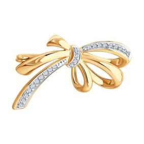 Золотая брошь Diamant 51-240-02615-1 с бриллиантом 51-240-02615-1 фото