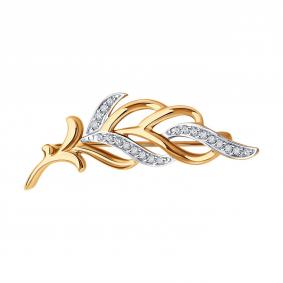 Золотая брошь Diamant 51-240-02725-1 с бриллиантом 51-240-02725-1 фото