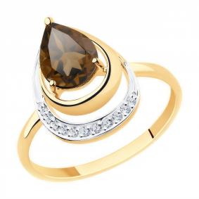 Золотое кольцо Diamant 51-310-00527-2 с фианитом и раухтопазом 51-310-00527-2 фото