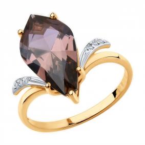 Золотое кольцо Diamant с ситаллом цвета Султанит и фианитом 51-310-00824-1 51-310-00824-1 фото