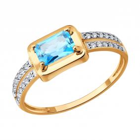 Золотое кольцо Diamant 51-310-01285-1 с топазом и фианитом 51-310-01285-1 фото