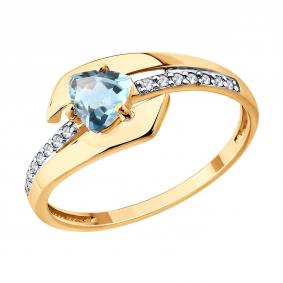 Золотое кольцо Diamant 51-310-01543-1 с топазом и фианитом 51-310-01543-1 фото