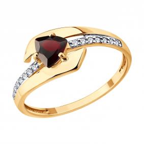 Золотое кольцо Diamant 51-310-01543-2 с фианитом и гранатом 51-310-01543-2 фото