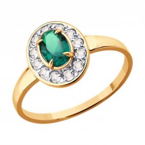 Золотое кольцо Diamant 51-310-01961-2 с топазом и изумрудом 51-310-01961-2 фото