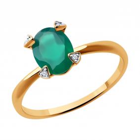 Золотое кольцо SOKOLOV 51-310-01968-6 с фианитом и агатом 51-310-01968-6 фото