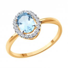 Золотое кольцо Diamant 51-310-02049-1 с топазом и фианитом 51-310-02049-1 фото