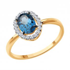 Золотое кольцо Diamant 51-310-02049-2 с фианитом и Лондон топазом 51-310-02049-2 фото