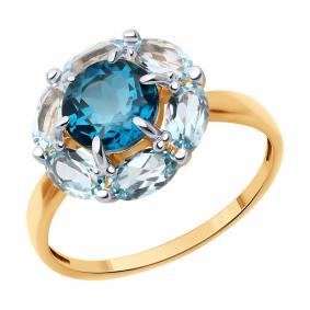 Золотое кольцо Diamant 51-310-02100-5 с топазом и Лондон топазом 51-310-02100-5 фото