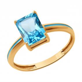 Золотое кольцо Diamant 51-310-02171-1 с топазом и эмалью 51-310-02171-1 фото