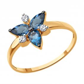 Золотое кольцо Diamant 51-310-02329-2 с фианитом и Лондон топазом 51-310-02329-2 фото