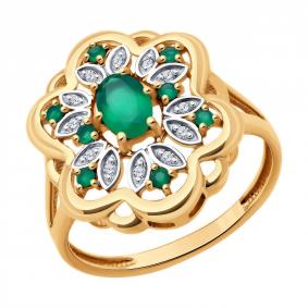 Золотое кольцо Diamant 51-310-02441-2 с фианитом и агатом 51-310-02441-2 фото