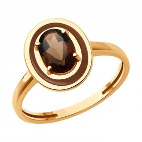 Золотое кольцо Diamant 51-310-02509-5 с эмалью и раухтопазом 51-310-02509-5 фото