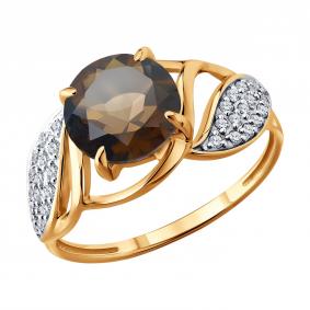 Золотое кольцо Diamant 51-310-02662-2 с фианитом и раухтопазом 51-310-02662-2 фото