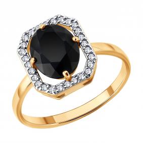 Золотое кольцо Diamant 51-310-02699-1 с фианитом и агатом 51-310-02699-1 фото