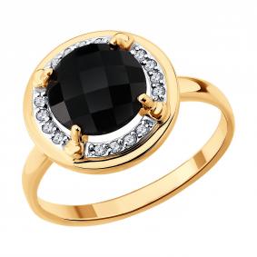 Золотое кольцо Diamant 51-310-03002-1 с фианитом и агатом 51-310-03002-1 фото