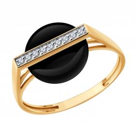 Золотое кольцо Diamant 51-310-03030-1 с фианитом и агатом 51-310-03030-1 фото