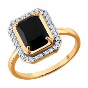 Золотое кольцо Diamant 51-310-03032-1 с фианитом и агатом 51-310-03032-1 фото