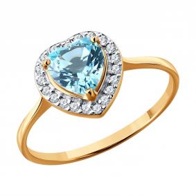 Золотое кольцо Diamant 51-310-03165-1 с топазом и фианитом 51-310-03165-1 фото