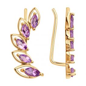 Золотые серьги Diamant 51-320-02066-2 с аметистом 51-320-02066-2 фото