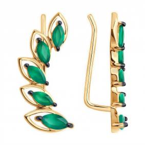 Золотые серьги Diamant 51-320-02066-3 с агатом 51-320-02066-3 фото