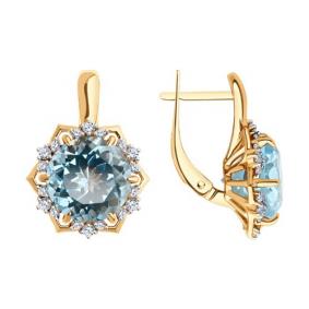 Золотые серьги Diamant 51-320-02159-1 с топазом и фианитом 51-320-02159-1 фото