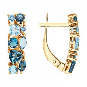Золотые серьги Diamant 51-320-02165-1 с топазом и Лондон топазом 51-320-02165-1 фото