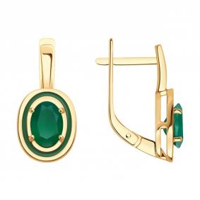 Золотые серьги Diamant 51-320-02509-7 с агатом и эмалью 51-320-02509-7 фото