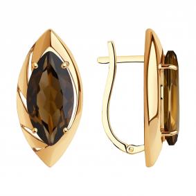 Золотые серьги Diamant 51-320-02682-1 с раухтопазом 51-320-02682-1 фото