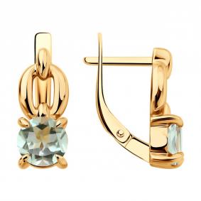 Золотые серьги Diamant 51-320-02936-3 с празиолитом 51-320-02936-3 фото