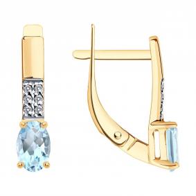 Золотые серьги Diamant 51-320-02941-2 с топазом и фианитом 51-320-02941-2 фото