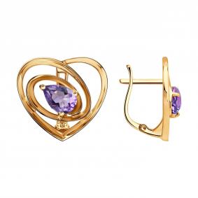 Золотые серьги Diamant 51-320-03039-1 с аметистом 51-320-03039-1 фото