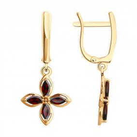 Золотые серьги Diamant 51-321-02446-2 с гранатом 51-321-02446-2 фото