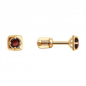 Золотые серьги Diamant 51-322-01307-2 с гранатом 51-322-01307-2 фото