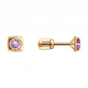 Золотые серьги Diamant 51-322-01307-3 с аметистом 51-322-01307-3 фото