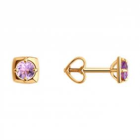 Золотые серьги Diamant 51-322-01307-5 с аметистом 51-322-01307-5 фото