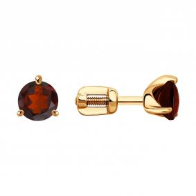 Золотые серьги Diamant 51-322-01694-4 с гранатом 51-322-01694-4 фото