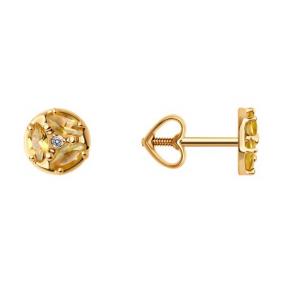 Золотые серьги Diamant 51-322-02093-4 с фианитом и цитрином 51-322-02093-4 фото