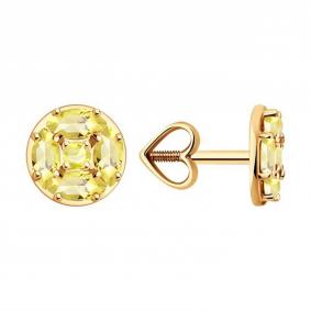 Золотые серьги Diamant 51-322-02209-4 с цитрином 51-322-02209-4 фото