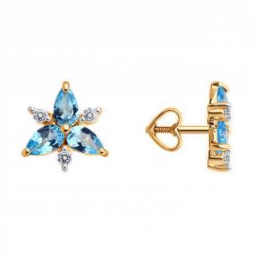 Золотые серьги Diamant 51-322-02329-1 с топазом и фианитом 51-322-02329-1 фото