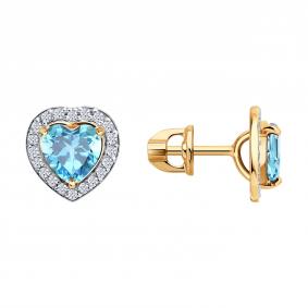 Золотые серьги Diamant 51-322-03165-1 с топазом и фианитом 51-322-03165-1 фото