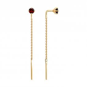 Золотые серьги Diamant 51-323-02805-2 с гранатом 51-323-02805-2 фото
