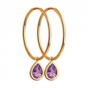 Золотые серьги-трансформеры Diamant с аметистом 51-324-02065-3 51-324-02065-3 фото